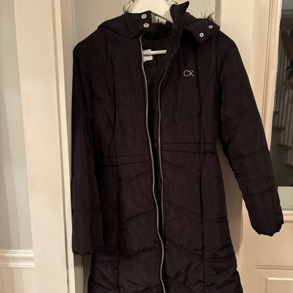 Calvin Klein size 12/14 girls black winter coat